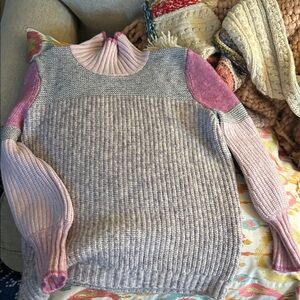 Splendid Women's Cowl Neck Sweater - Pink and Gray